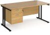 Dams Maestro 25 Rectangular Desk with Twin Cantilever Legs and 2 Drawer Fixed Pedestal - 1600 x 800mm - Oak