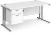 Dams Maestro 25 Rectangular Desk with Twin Cantilever Legs and 2 Drawer Fixed Pedestal - 1600 x 800mm - White