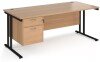 Dams Maestro 25 Rectangular Desk with Twin Cantilever Legs and 2 Drawer Fixed Pedestal - 1800 x 800mm - Beech