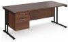 Dams Maestro 25 Rectangular Desk with Twin Cantilever Legs and 2 Drawer Fixed Pedestal - 1800 x 800mm - Walnut