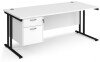 Dams Maestro 25 Rectangular Desk with Twin Cantilever Legs and 2 Drawer Fixed Pedestal - 1800 x 800mm - White