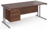 Dams Maestro 25 Rectangular Desk with Twin Cantilever Legs and 2 Drawer Fixed Pedestal - 1800 x 800mm - Walnut