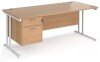 Dams Maestro 25 Rectangular Desk with Twin Cantilever Legs and 2 Drawer Fixed Pedestal - 1800 x 800mm - Beech