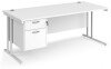 Dams Maestro 25 Rectangular Desk with Twin Cantilever Legs and 2 Drawer Fixed Pedestal - 1800 x 800mm - White