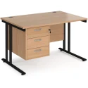 Dams Maestro 25 Rectangular Desk with Twin Cantilever Legs and 3 Drawer Fixed Pedestal - 1200 x 800mm