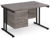 Dams Maestro 25 Rectangular Desk with Twin Cantilever Legs and 3 Drawer Fixed Pedestal - 1200 x 800mm - Grey Oak