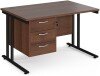 Dams Maestro 25 Rectangular Desk with Twin Cantilever Legs and 3 Drawer Fixed Pedestal - 1200 x 800mm - Walnut