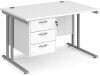 Dams Maestro 25 Rectangular Desk with Twin Cantilever Legs and 3 Drawer Fixed Pedestal - 1200 x 800mm - White