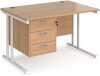 Dams Maestro 25 Rectangular Desk with Twin Cantilever Legs and 3 Drawer Fixed Pedestal - 1200 x 800mm - Beech