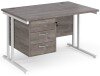 Dams Maestro 25 Rectangular Desk with Twin Cantilever Legs and 3 Drawer Fixed Pedestal - 1200 x 800mm - Grey Oak