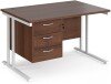 Dams Maestro 25 Rectangular Desk with Twin Cantilever Legs and 3 Drawer Fixed Pedestal - 1200 x 800mm - Walnut