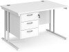 Dams Maestro 25 Rectangular Desk with Twin Cantilever Legs and 3 Drawer Fixed Pedestal - 1200 x 800mm - White