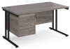 Dams Maestro 25 Rectangular Desk with Twin Cantilever Legs and 3 Drawer Fixed Pedestal - 1400 x 800mm - Grey Oak