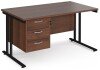 Dams Maestro 25 Rectangular Desk with Twin Cantilever Legs and 3 Drawer Fixed Pedestal - 1400 x 800mm - Walnut