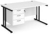 Dams Maestro 25 Rectangular Desk with Twin Cantilever Legs and 3 Drawer Fixed Pedestal - 1400 x 800mm - White