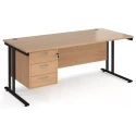 Dams Maestro 25 Rectangular Desk with Twin Cantilever Legs and 3 Drawer Fixed Pedestal - 1800 x 800mm