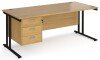 Dams Maestro 25 Rectangular Desk with Twin Cantilever Legs and 3 Drawer Fixed Pedestal - 1800 x 800mm - Oak