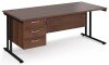 Dams Maestro 25 Rectangular Desk with Twin Cantilever Legs and 3 Drawer Fixed Pedestal - 1800 x 800mm - Walnut