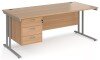 Dams Maestro 25 Rectangular Desk with Twin Cantilever Legs and 3 Drawer Fixed Pedestal - 1800 x 800mm - Beech