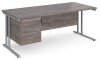 Dams Maestro 25 Rectangular Desk with Twin Cantilever Legs and 3 Drawer Fixed Pedestal - 1800 x 800mm - Grey Oak