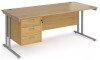 Dams Maestro 25 Rectangular Desk with Twin Cantilever Legs and 3 Drawer Fixed Pedestal - 1800 x 800mm - Oak