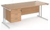 Dams Maestro 25 Rectangular Desk with Twin Cantilever Legs and 3 Drawer Fixed Pedestal - 1800 x 800mm - Beech