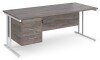 Dams Maestro 25 Rectangular Desk with Twin Cantilever Legs and 3 Drawer Fixed Pedestal - 1800 x 800mm - Grey Oak
