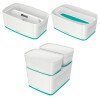 Leitz Mybox Wow Small With Lid, Storage Box. 5 Litre, W 318 X H 128 X D 191 Mm. White/ice Blue - Outer Carton Of 4