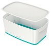 Leitz Mybox Wow Small With Lid, Storage Box. 5 Litre, W 318 X H 128 X D 191 Mm. White/ice Blue - Outer Carton Of 4