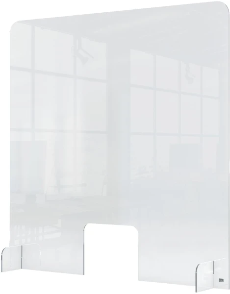 Nobo Clear Acrylic Protective Counter Partition Screen with Transaction Window - 700mm x 850mm