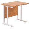 TC Twin Upright Rectangular Desk with Twin Cantilever Legs - 800mm x 600mm - Beech