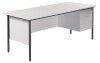 TC Eco 18 Rectangular Desk with Straight Legs and 3 Drawer Fixed Pedestal - 1800mm x 750mm - White