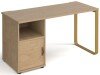 Dams Cairo Rectangular Desk with Sleigh Frame Legs and 1 Door Support Pedestal - 1400 x 600mm - Kendal Oak