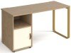 Dams Cairo Rectangular Desk with Sleigh Frame Legs and 1 Door Support Pedestal - 1400 x 600mm - Kendal Oak