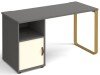 Dams Cairo Rectangular Desk with Sleigh Frame Legs and 1 Door Support Pedestal - 1400 x 600mm - Onyx Grey