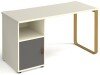 Dams Cairo Rectangular Desk with Sleigh Frame Legs and 1 Door Support Pedestal - 1400 x 600mm - White