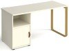 Dams Cairo Rectangular Desk with Sleigh Frame Legs and 1 Door Support Pedestal - 1400 x 600mm - White