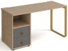 Dams Cairo Rectangular Desk with Sleigh Frame Legs and 2 Drawer Support Pedestal - 1400 x 600mm - Kendal Oak