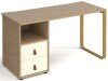 Dams Cairo Rectangular Desk with Sleigh Frame Legs and 2 Drawer Support Pedestal - 1400 x 600mm - Kendal Oak