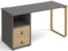 Dams Cairo Rectangular Desk with Sleigh Frame Legs and 2 Drawer Support Pedestal - 1400 x 600mm - Onyx Grey