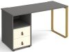 Dams Cairo Rectangular Desk with Sleigh Frame Legs and 2 Drawer Support Pedestal - 1400 x 600mm - Onyx Grey