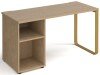 Dams Cairo Rectangular Desk with Sleigh Frame Legs and Support Pedestal - 1400 x 600mm - Kendal Oak