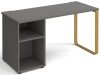Dams Cairo Rectangular Desk with Sleigh Frame Legs and Support Pedestal - 1400 x 600mm - Onyx Grey