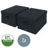 Leitz Fabric Storage Box With Lid Medium , 1 X Pack Of 2 Velvet Grey