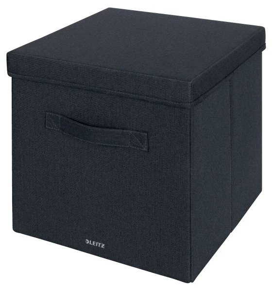 Leitz Fabric Storage Box With Lid Large, 1 X Pack Of 2 Velvet Grey