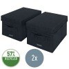 Leitz Fabric Storage Box With Lid Small , 1 X Pack Of 2 Velvet Grey