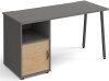 Dams Sparta Rectangular Desk with A-Frame Legs and 1 Door Support Pedestal - 1400 x 600mm - Onyx Grey