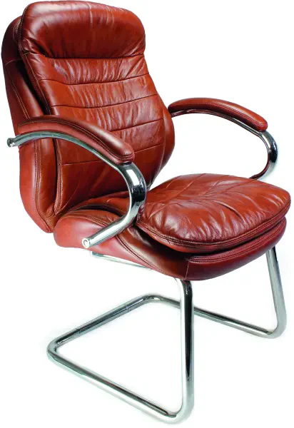 Nautilus Santiago Leather Executive Visitor Chair - Brown - Tan