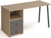 Dams Sparta Rectangular Desk with A-Frame Legs and 2 Drawer Support Pedestal - 1400 x 600mm - Kendal Oak