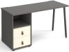 Dams Sparta Rectangular Desk with A-Frame Legs and 2 Drawer Support Pedestal - 1400 x 600mm - Onyx Grey